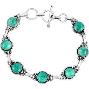Round Shape Natural & Synthetic Gemstones Silver Plated Bracelets for Women - Vi